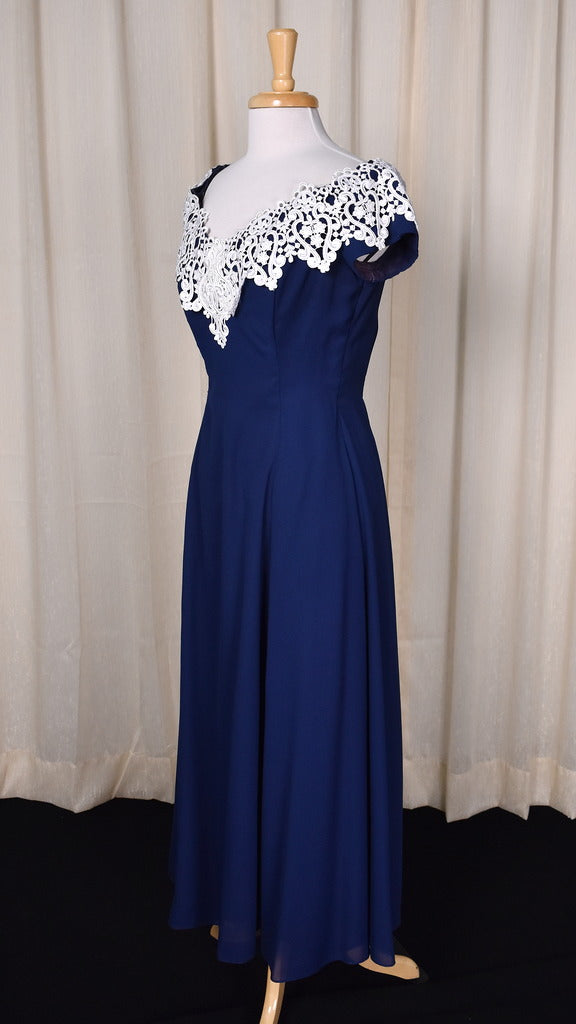 navy lace a line dress Azazie Amara