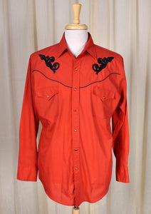 1990s Red & Black Western Shirt Cats Like Us