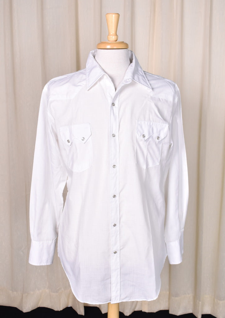1990s Vintage White Hatch Western Shirt Cats Like Us
