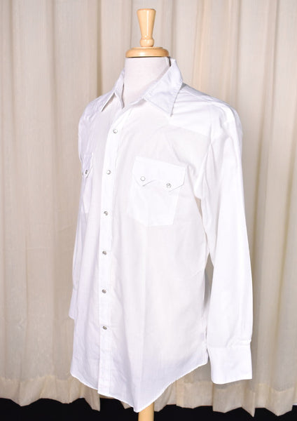 1990s Vintage White Hatch Western Shirt Cats Like Us