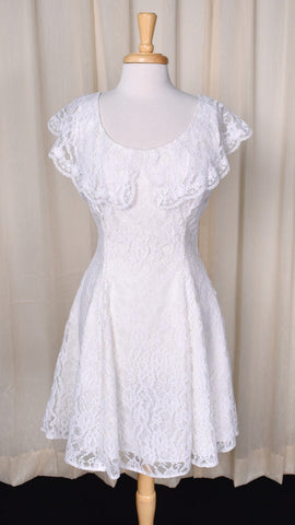 1990s White Lace A-Line Dress Cats Like Us