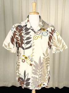 60s Inspired Tan Vintage Tropical Shirt Cats Like Us