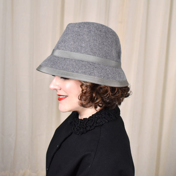 70s does 1920s Vintage Gray Cloche Hat Cats Like Us
