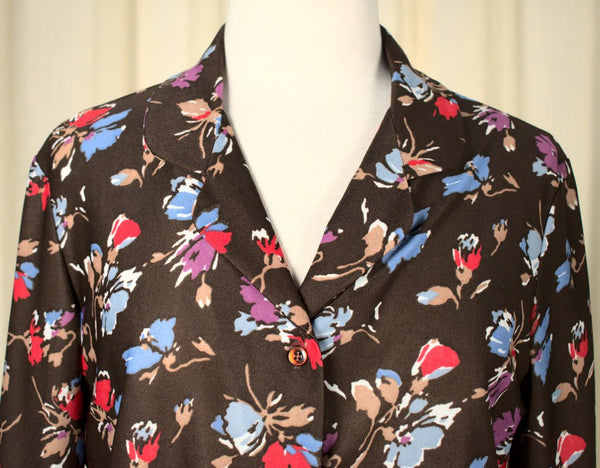 70s does 1940s Floral Blouse Cats Like Us