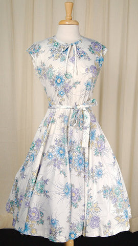 70s does 50s Floral Swing Dress Cats Like Us