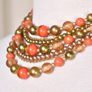 8 Strand Tan & Coral Necklace Cats Like Us
