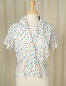 80s does 1940s Floral Blouse Cats Like Us