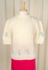 80s does 1940s Floral Sweater Cats Like Us