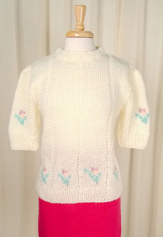 80s does 1940s Floral Sweater Cats Like Us