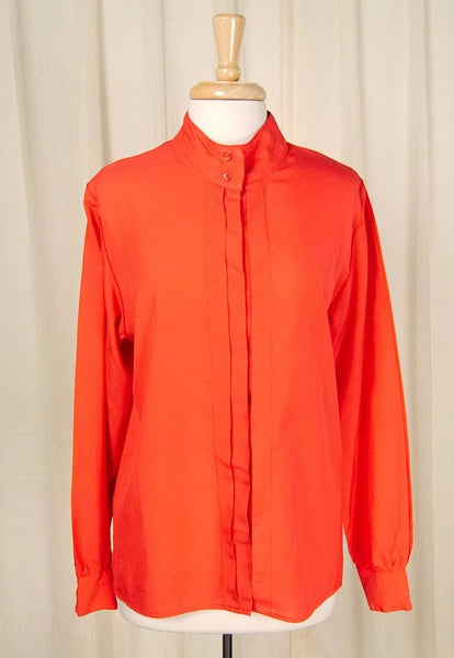80s does 1940s Red Pleat Blouse Cats Like Us