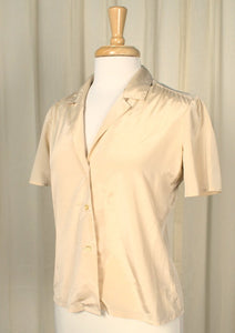 80s does 1940s Tan Silky Blouse Cats Like Us