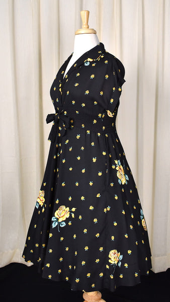 80s does 1940s Vintage Roses Dress Cats Like Us