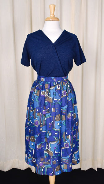 80s does 1950s Abstract Vintage Skirt Cats Like Us