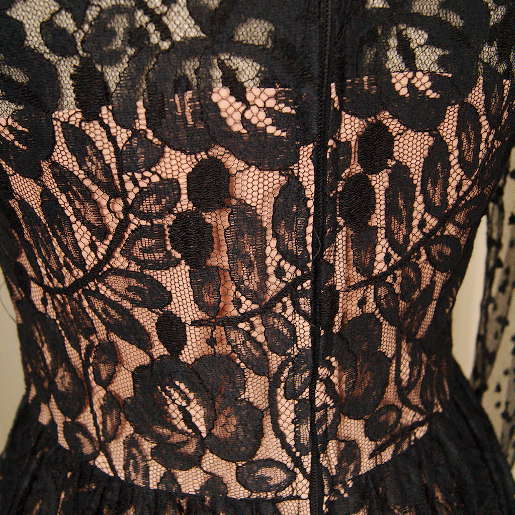 80s does 1950s Black Lace Dress – Cats Like Us