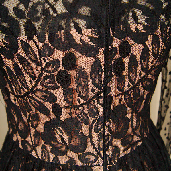 80s does 1950s Black Lace Dress Cats Like Us