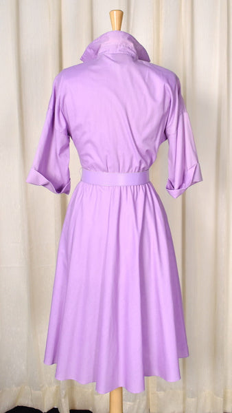 80s does 1950s Vintage Lavender Shirt Dress Cats Like Us