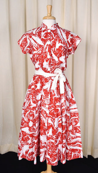 80s does 1950s Vintage Tropical Dress Cats Like Us
