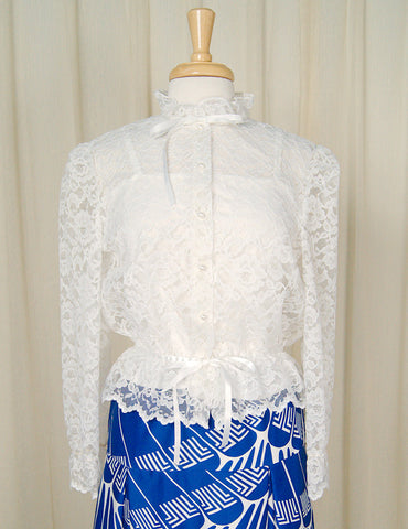 80s does 1960s Romantic Blouse Cats Like Us
