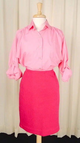 80s does 40s Loose Pink Blouse Cats Like Us