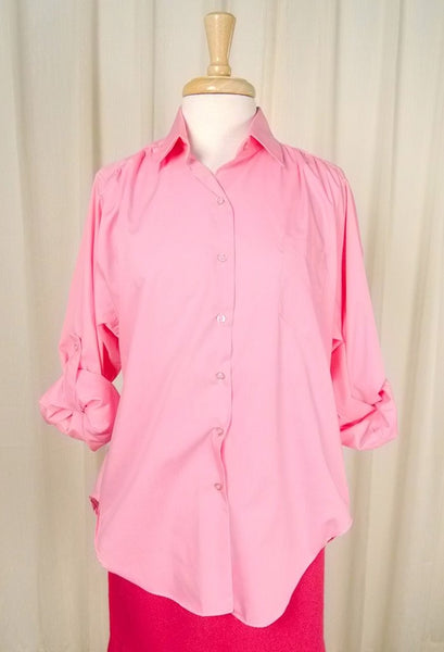 80s does 40s Loose Pink Blouse Cats Like Us