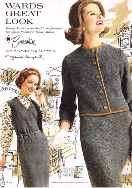 1950s Gray & Brown Skirt Set