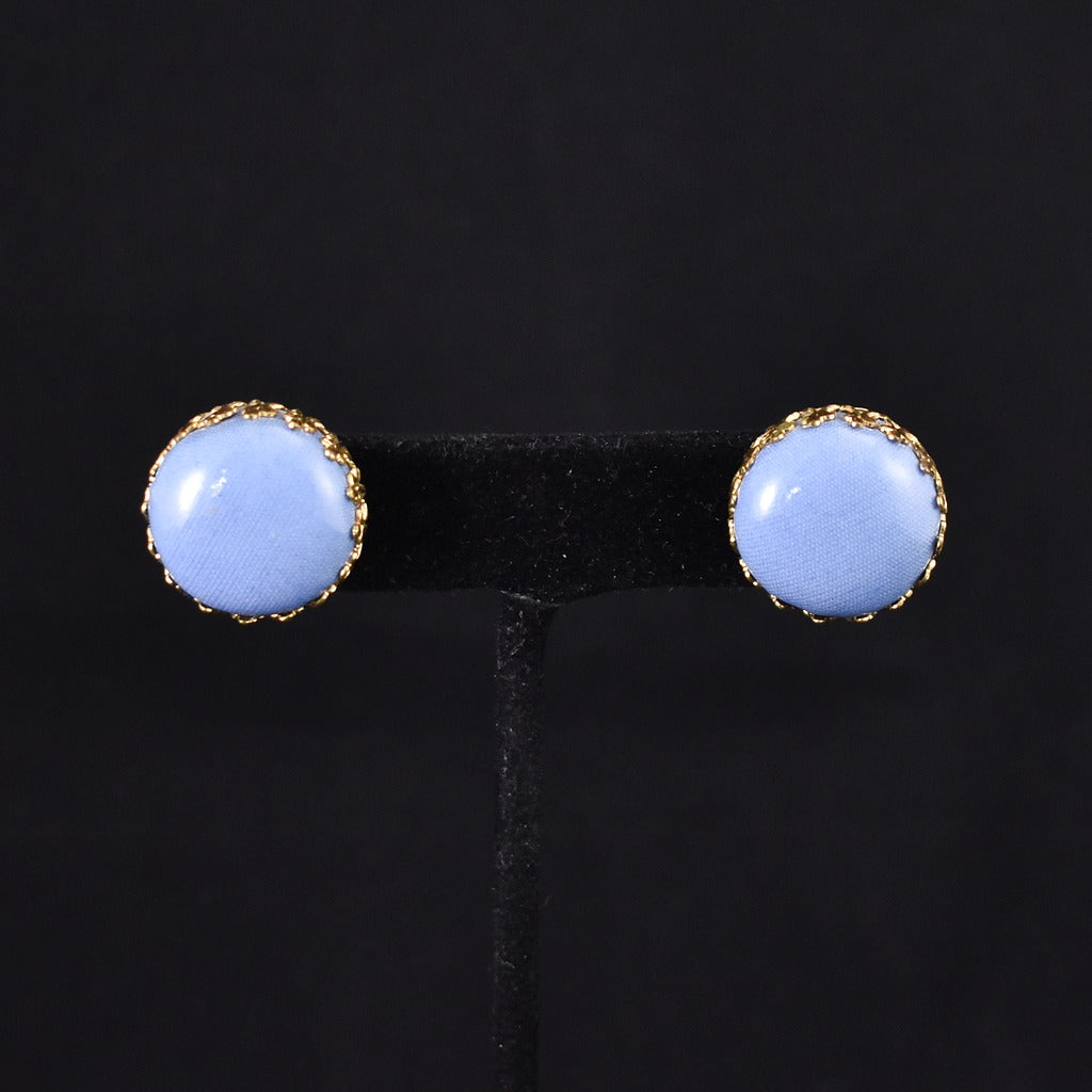 Baby Blue Framed Dot Vintage Earrings Cats Like Us