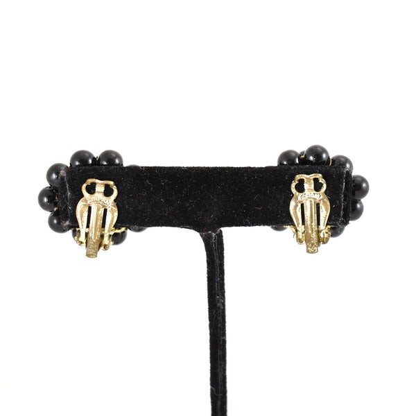 Black Bead Cluster Vintage Earrings Cats Like Us