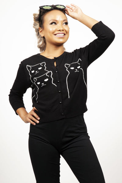 Black Cat Cropped Cardigan Cats Like Us