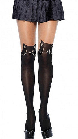 Black Cat Thigh High Pantyhose Cats Like Us