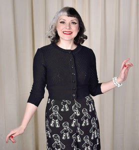 Black Cute Cropped Cardigan Black / XXXXL (3X) Black Cute Cropped Cardigan Black / XXXXL (3X)