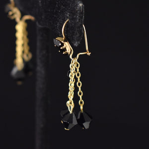 Black Faceted Chain Vintage Earrings Cats Like Us