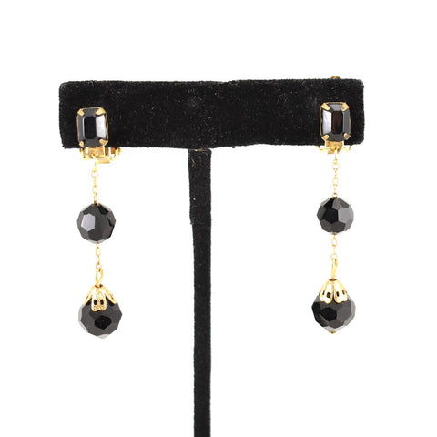 Black Faceted Dangling Vintage Earrings Cats Like Us