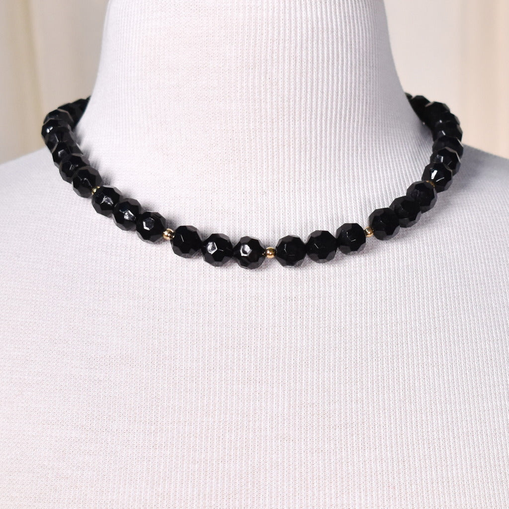 Black Faceted & Gold Necklace Cats Like Us