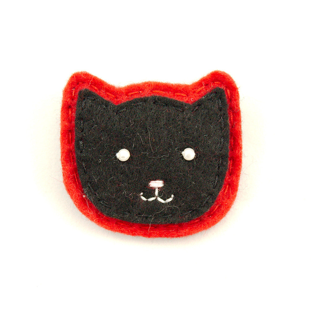 Black Kitty Pin in Red Cats Like Us