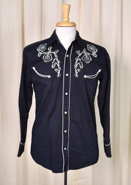Black Swirl Embroidered Western Shirt Cats Like Us