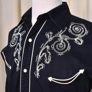 Black Swirl Embroidered Western Shirt Cats Like Us