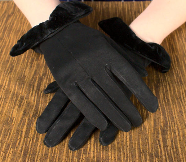 Black Velvet Cuff Gloves Cats Like Us