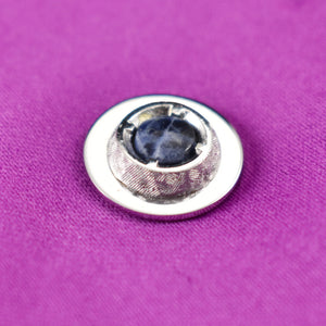 Blue Etched Circle Tie Tack Cats Like Us
