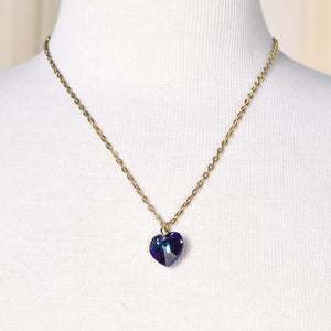 Blue Faceted Heart Necklace Cats Like Us