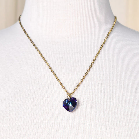 Blue Faceted Heart Necklace Cats Like Us