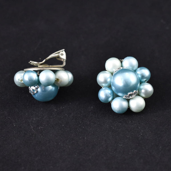 Blue Pearl Cluster Vintage Earrings Cats Like Us