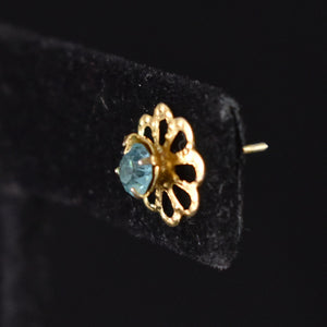 Blue Rhinestone Flower Vintage Earrings Cats Like Us