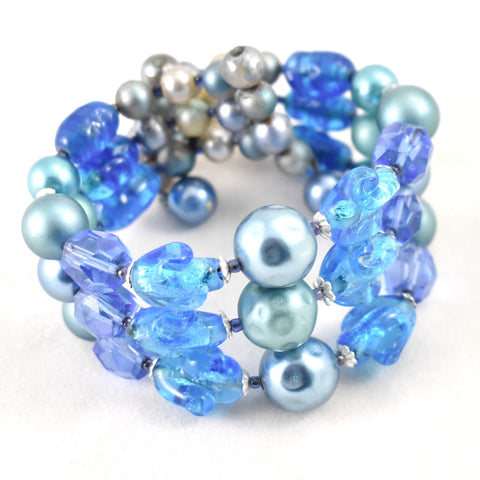 Blue Wrap Bead Bracelet Cats Like Us