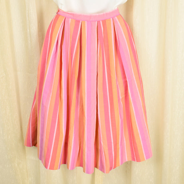 Bobbie Brooks Vintage 1950s Pink Striped Full Skirt Cats Like Us