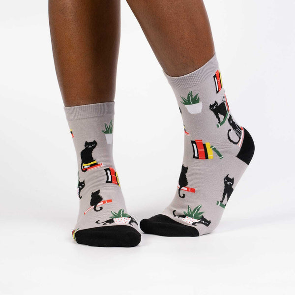 Booked For Meow Crew Socks Cats Like Us