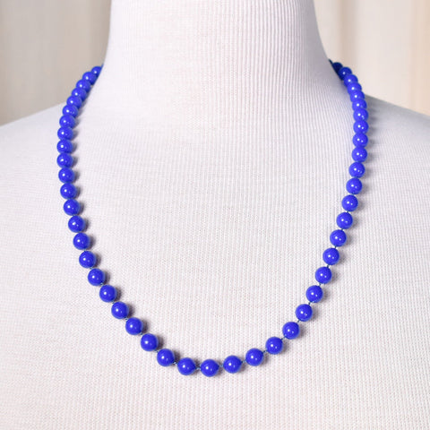 Bright Blue Bead Necklace Cats Like Us