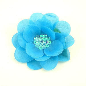 Bright Blue Sequin Hair Flower Cats Like Us
