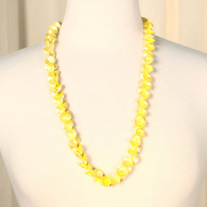 Bright Yellow Shell Vintage Necklace Cats Like Us