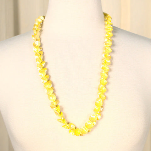 Bright Yellow Shell Vintage Necklace Cats Like Us