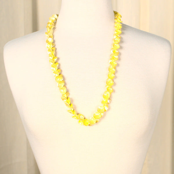Bright Yellow Shell Vintage Necklace Cats Like Us